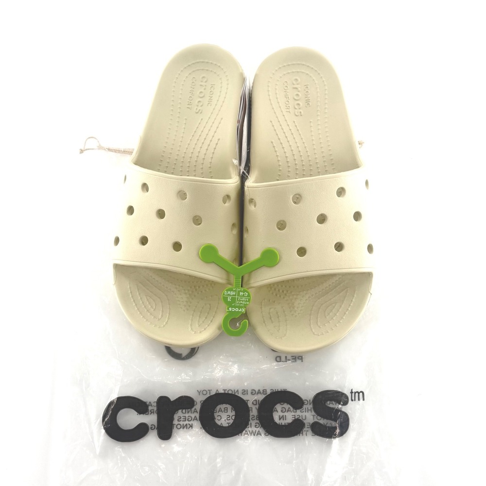 Crocs Classic Slide Bone Beige Sandals 206121-2Y2 Mens 10 Womens 12 NEW